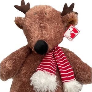 Gund Brown Christmas Reindeer With Scarf 20” Soft Plush Stuffed Animal